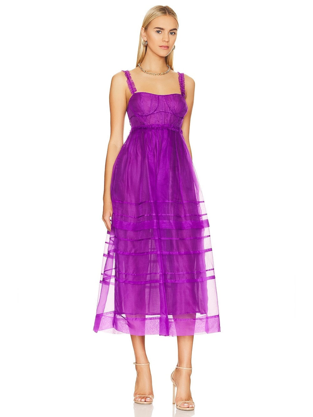 Ulla Johnson Priscilla Vivid Purple Tiered Midi Dress